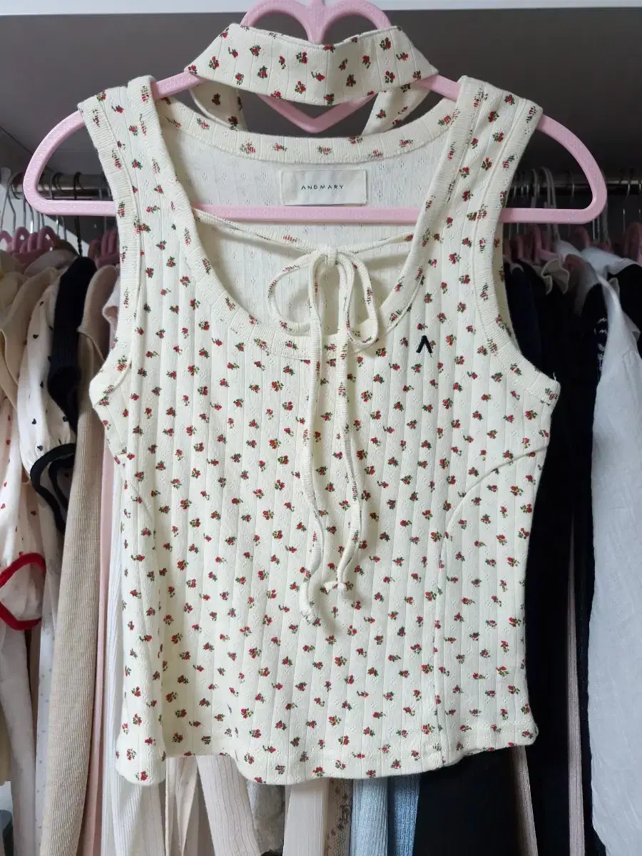 ANDMARY flower ribbon tops red